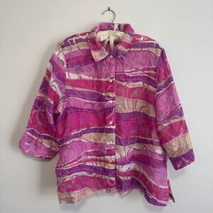 Allison Daley Petite Pink Multicolour Button Up Shirt